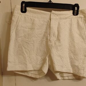 Cynthia Rowley High Waist White Textured Shorts